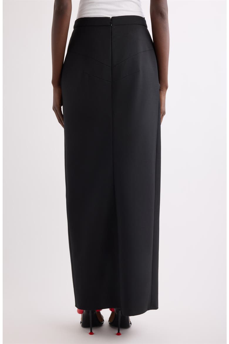 Draped Wool & Mohair Column Skirt, Alternate, color, BLACK