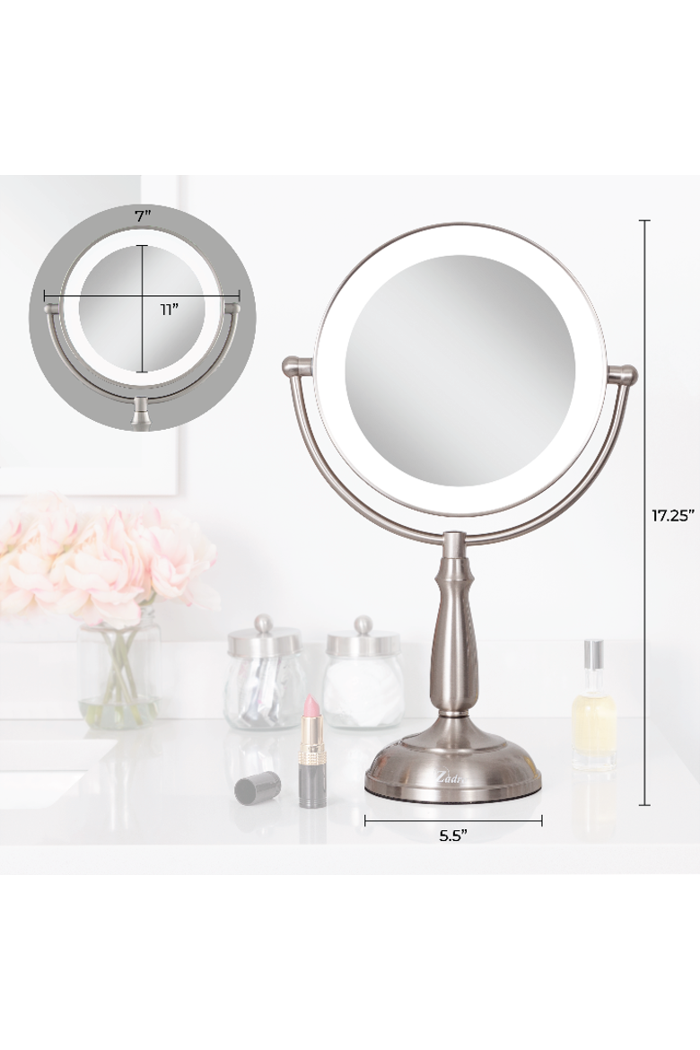 Lighted Makeup Mirror with 10X/1X Magnification & Touch Base Controls, Alternate, color, Polished Nickel