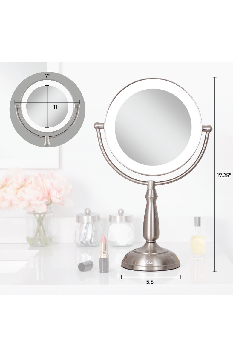 Zadro Lighted Makeup Mirror with 5X/1X Magnification & Touch Base Controls, Alternate, color, Chrome