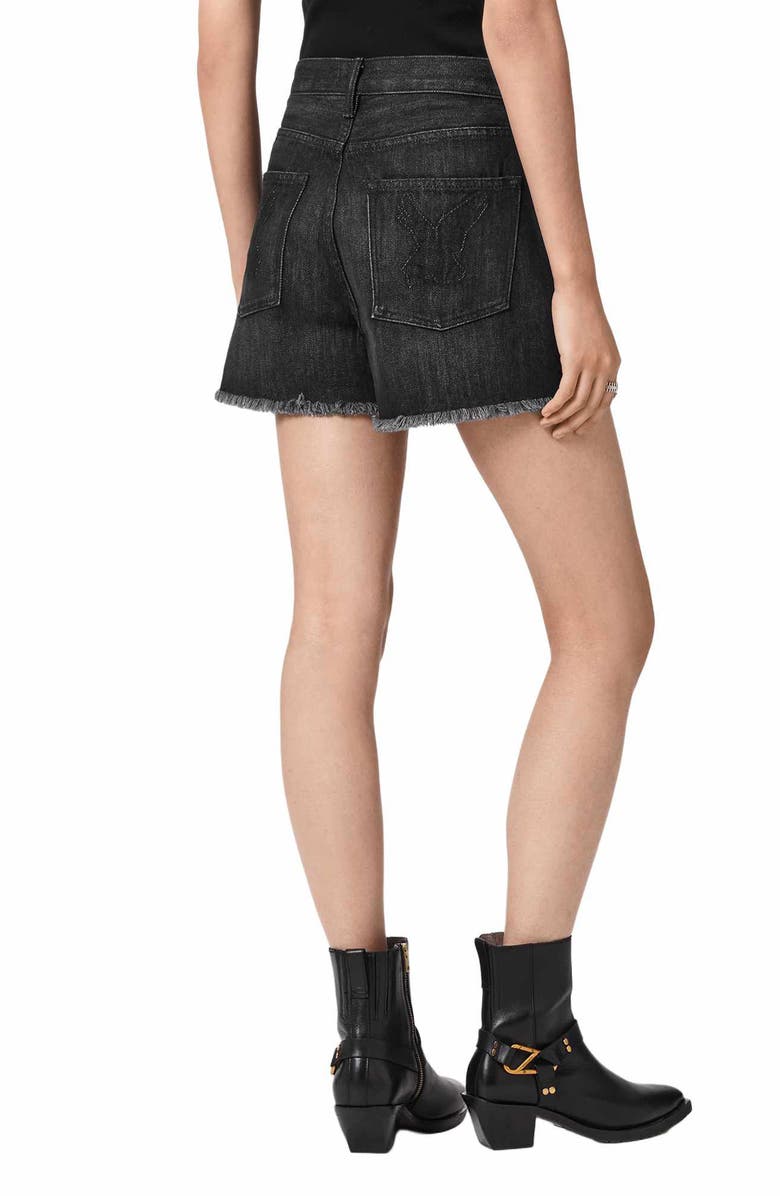 AllSaints Heidi Studded Denim Shorts, Alternate, color, Shadow Black
