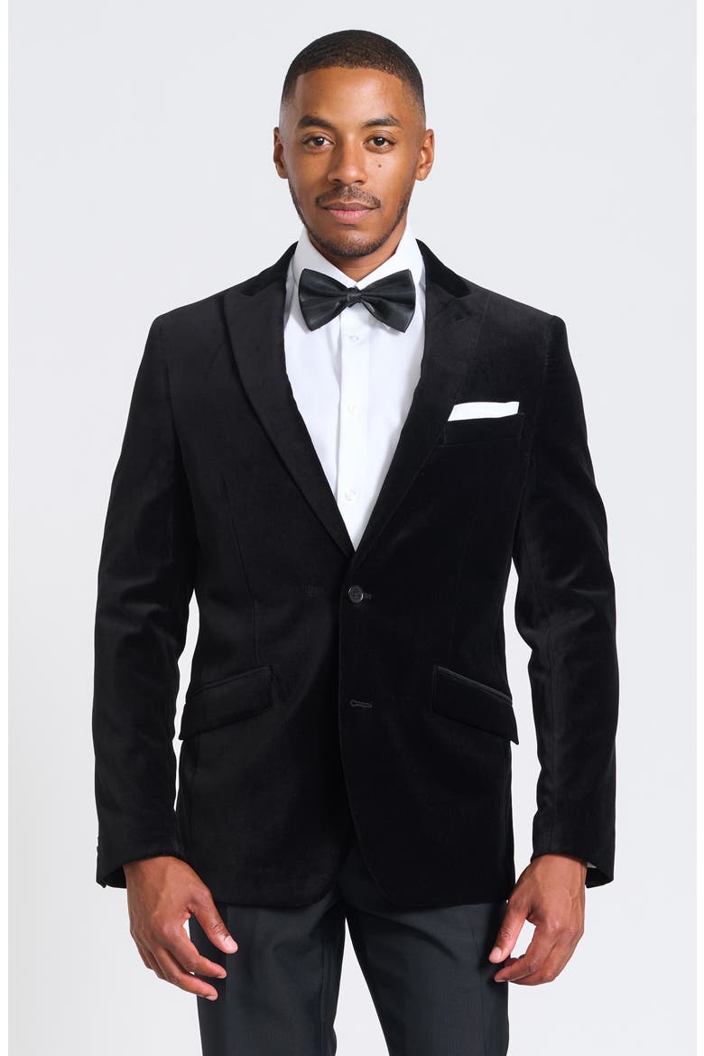 Velvet Blazer, Alternate, color, BLACK