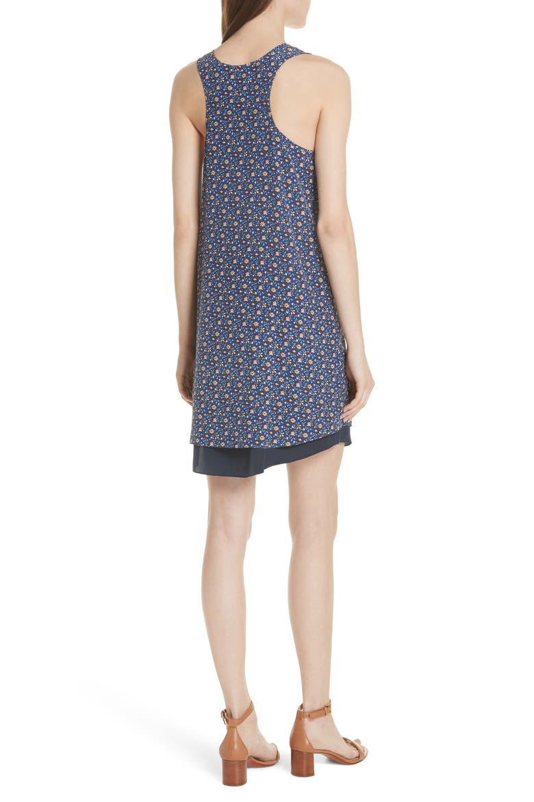 Sydney Sleeveless Silk Dress, Alternate, color, BLUE WILD PANSY