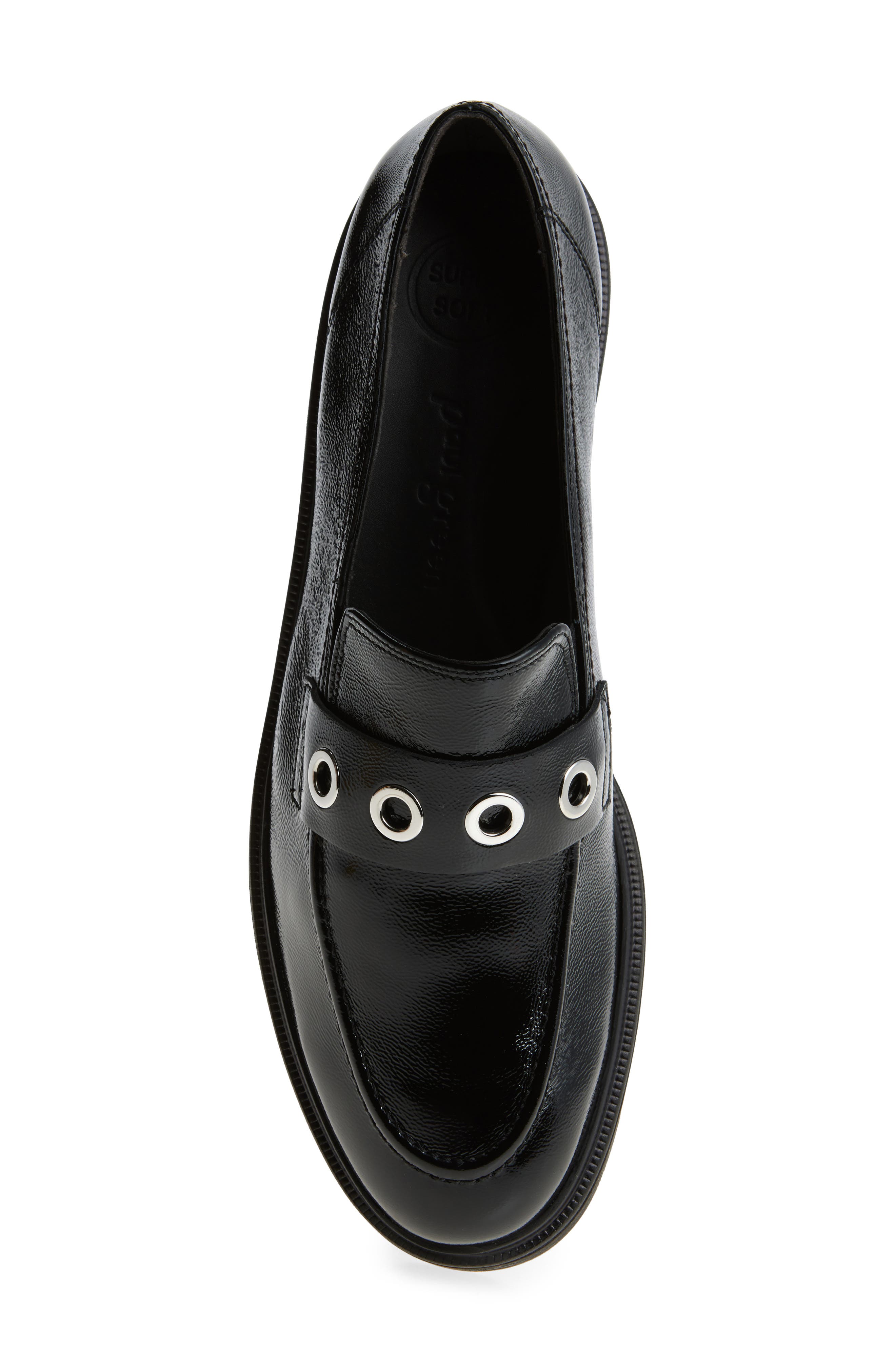 Paul Green Billie Lug Sole Loafer, Alternate, color, Black Crinkled Patent