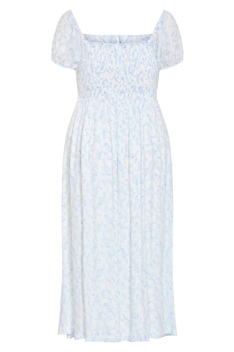 Serina Print Puff Sleeve Midi Dress, Alternate, color, SARDINIA DITSY