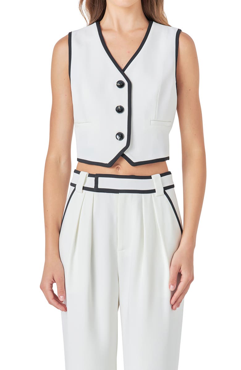 Endless Rose Contrast Binding Waistcoat, Alternate, color,