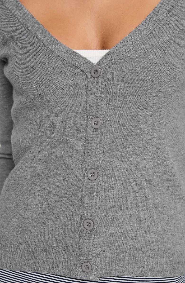 Princess Polly York V-Neck Cardigan, Alternate, color, Grey Marle