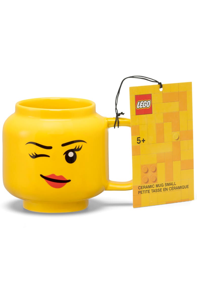 Classic Yellow Minifigures Winking Girl Ceramic Mug, 8.6oz, Main, color, Yellow