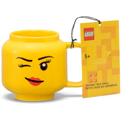 Classic Yellow Minifigures Winking Girl Ceramic Mug, 8.6oz