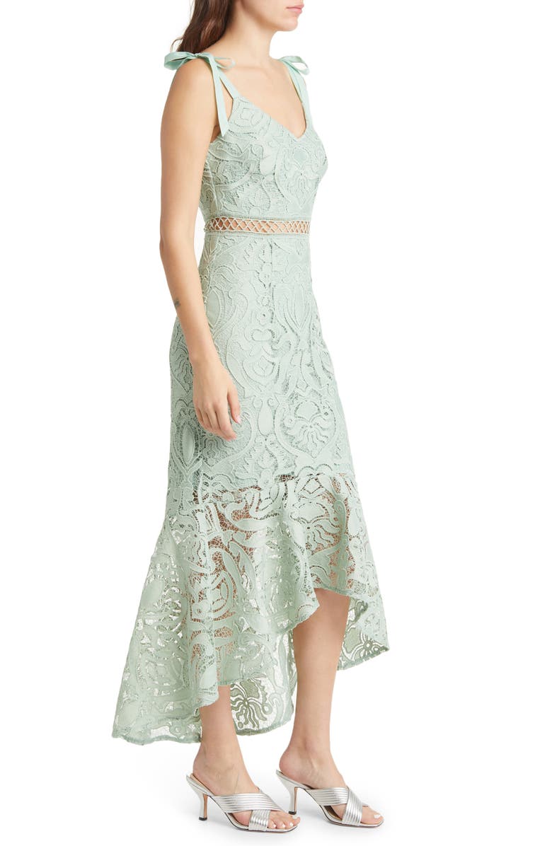 Lulus Won Your Heart Embroidered Lace Dress, Alternate, color, Sage Green