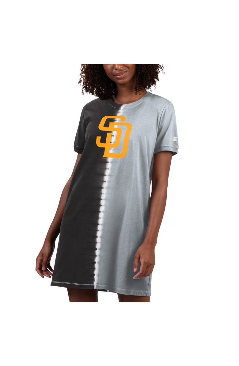 STARTER Women's Starter Black/Gray San Diego Padres Ace Tie-Dye Sneaker Dress, Alternate, color, Black