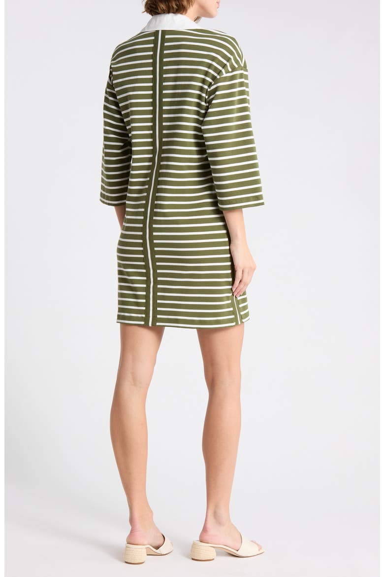 Jovanna Stripe Cotton Blend Shift Dress, Alternate, color, OLIVE TREE