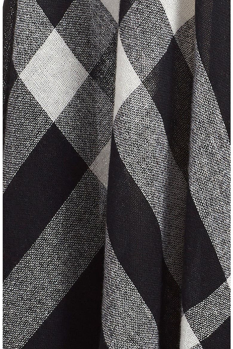 Plaid Wool Poncho Scarf, Alternate, color, BLACK