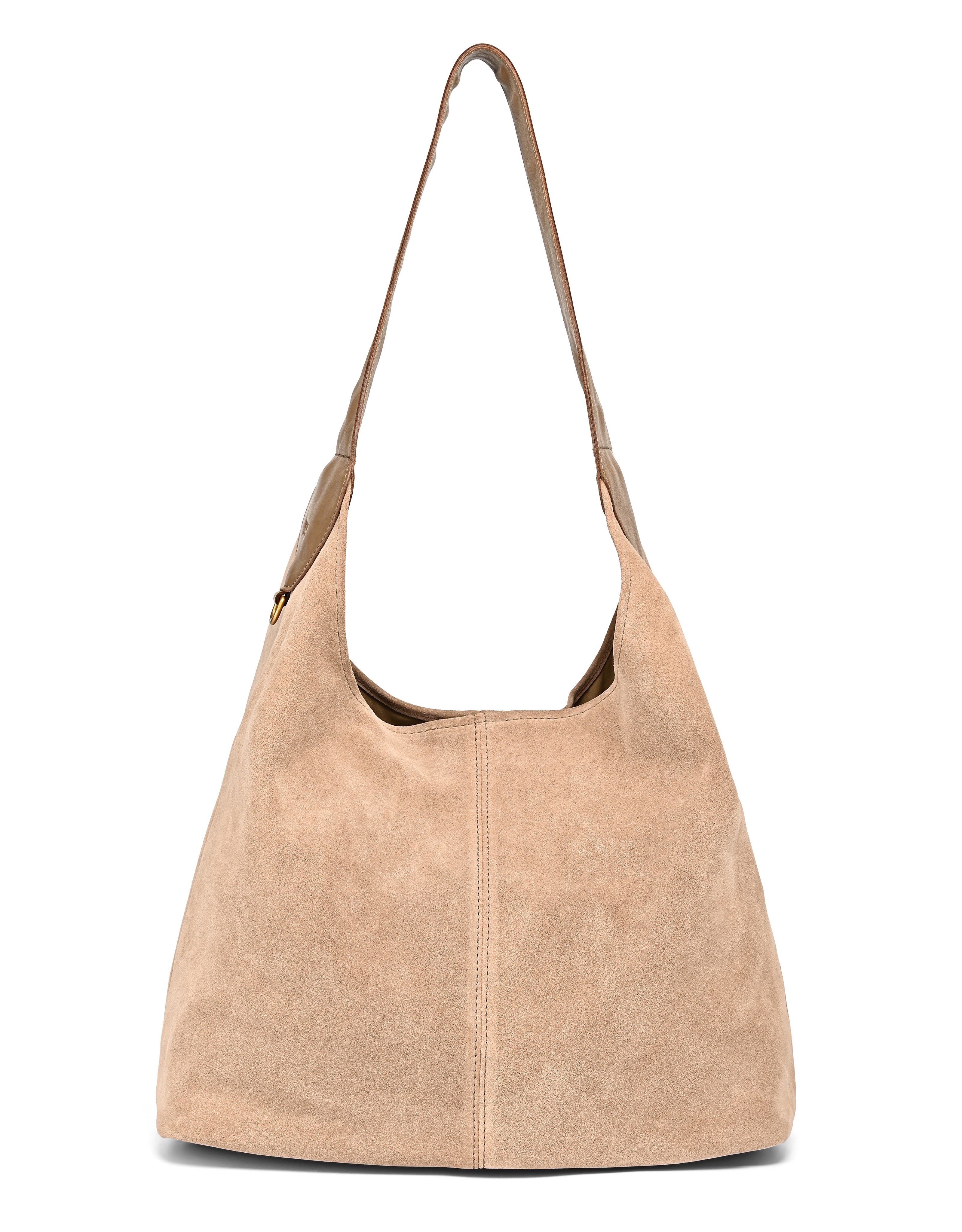 Hydrangea Genuine Leather Suede Classic Hobo Bag, Alternate, color, Tan