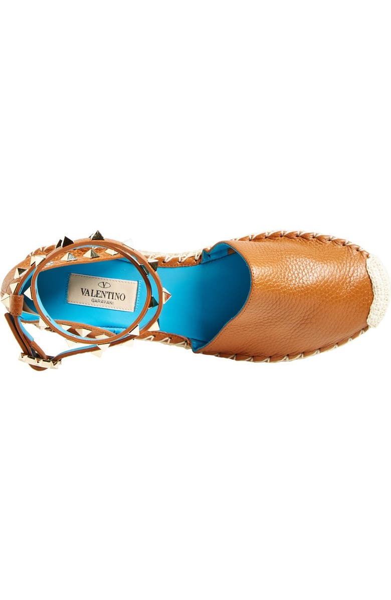 Valentino Garavani 'Rockstud' Leather Espadrille Flat, Alternate, color,