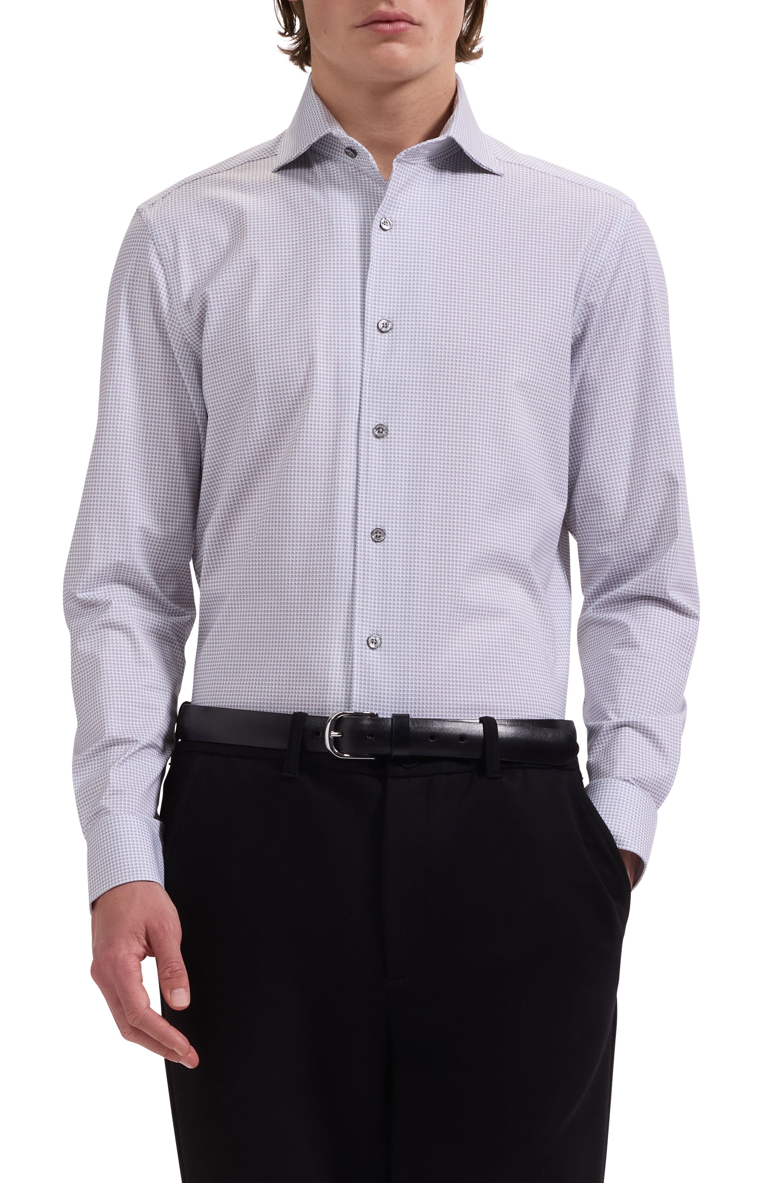 Devon OoohCotton Optical Grid Print Button-Up Shirt