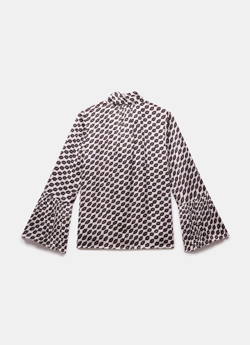 Mint Velvet Lip Print Bow Blouse In Animal Print