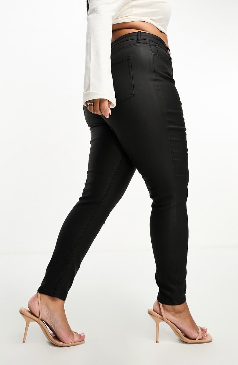 ASOS DESIGN Curve High Waist Coated Skinny Jeans, Alternate, color,