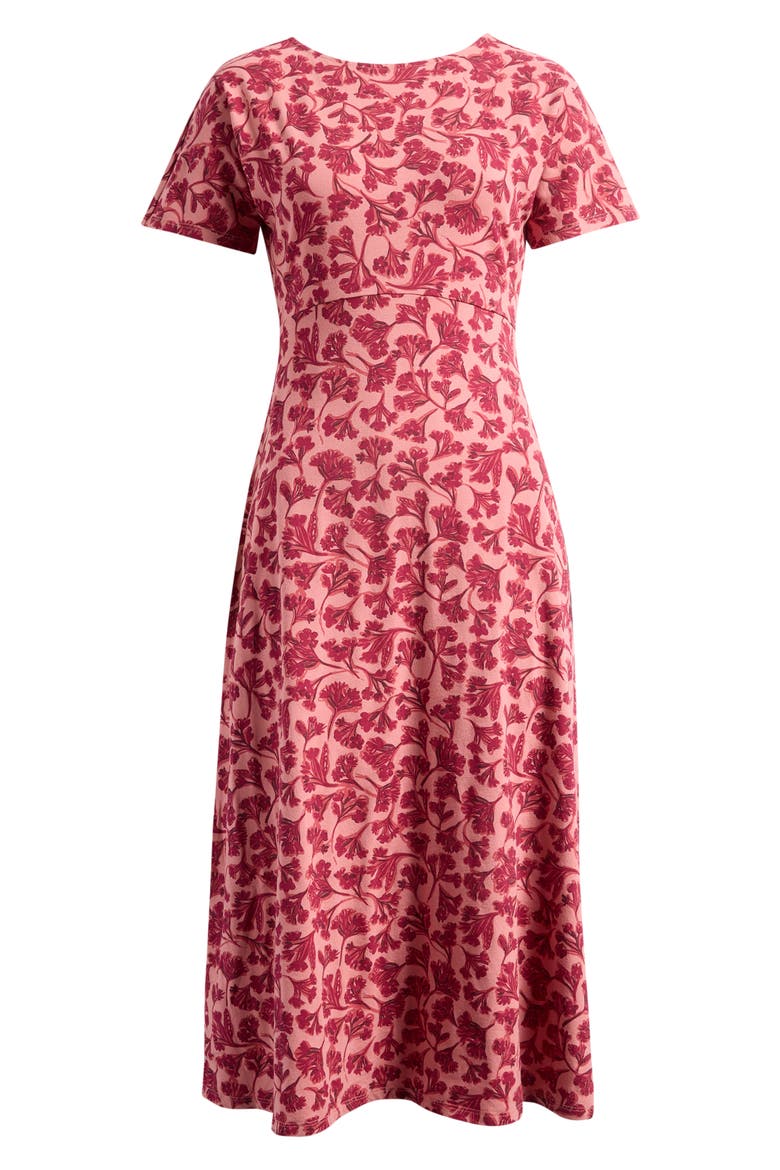 Mirva Floral Stretch Organic Cotton Jersey Midi Dress, Alternate, color, INKY COWSLIP ROSE