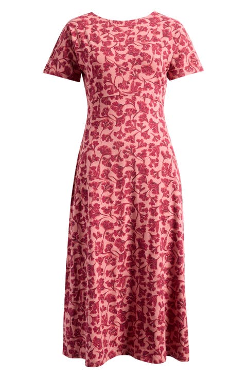 Mirva Floral Stretch Organic Cotton Jersey Midi Dress