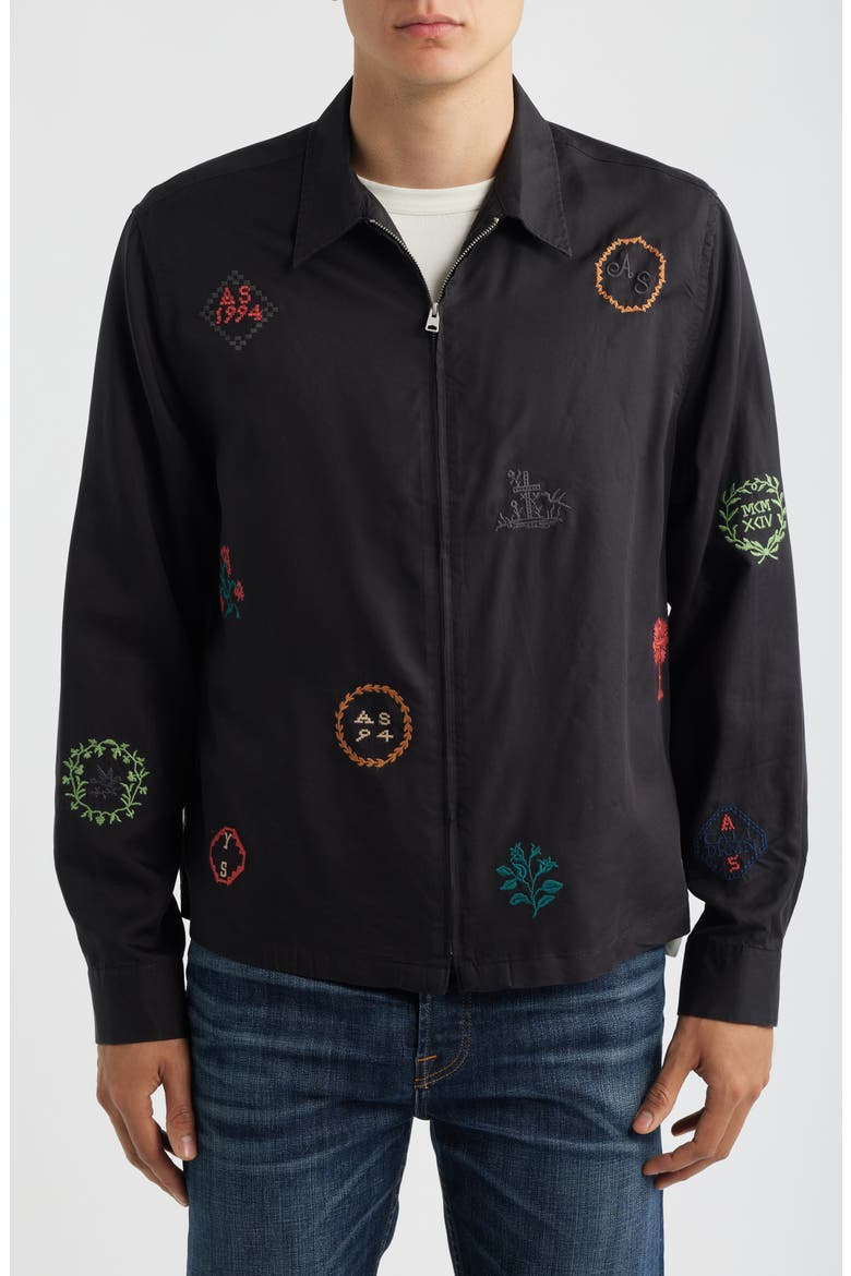 Laurel Embroidered Lightweight Jacket, Alternate, color, ORCA BLACK