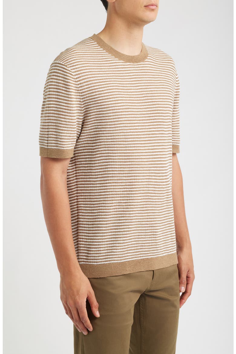 Kolben Stripe Linen & Cotton Blend T-Shirt, Alternate, color, FRESH KHAKI/ WINTER IVORY