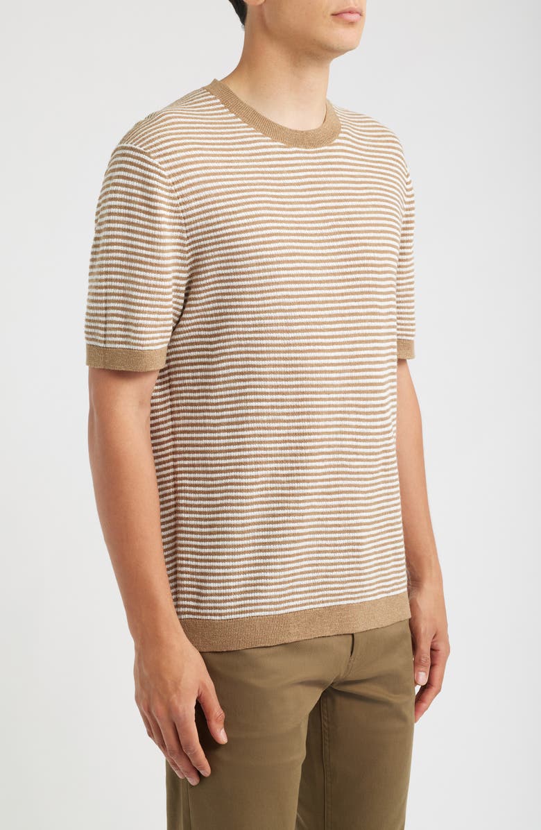 Theory Kolben Stripe Linen & Cotton Blend T-Shirt, Alternate, color, Fresh Khaki/ Winter Ivory