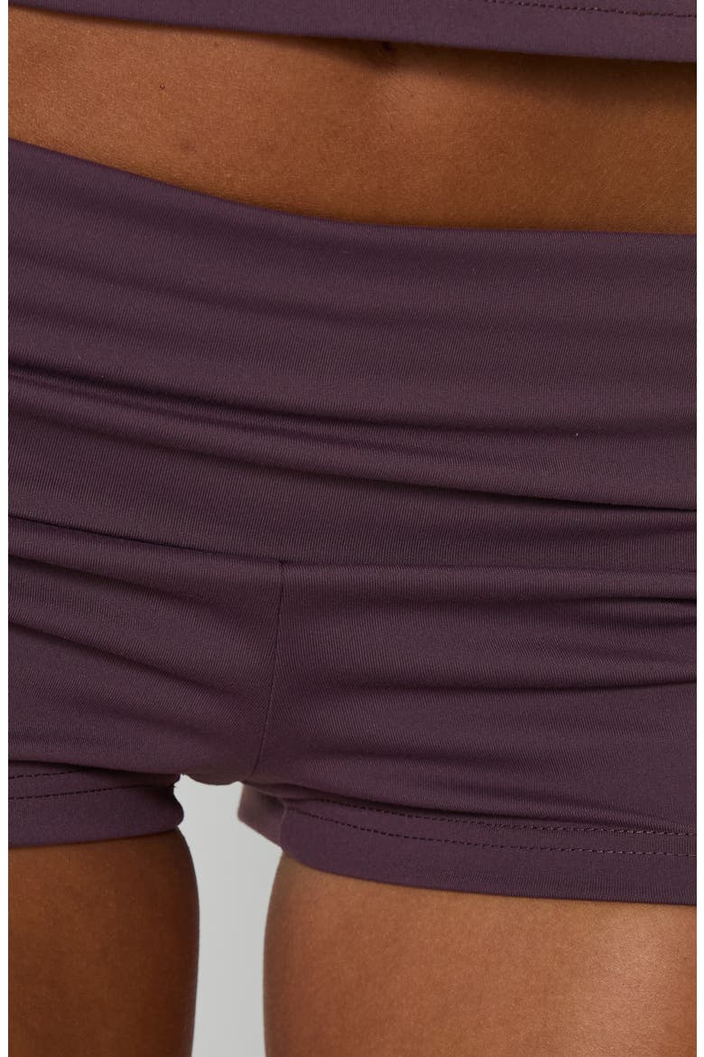 Daily Define Ruched Side Tie Micro Shorts, Alternate, color, AUBERGINE