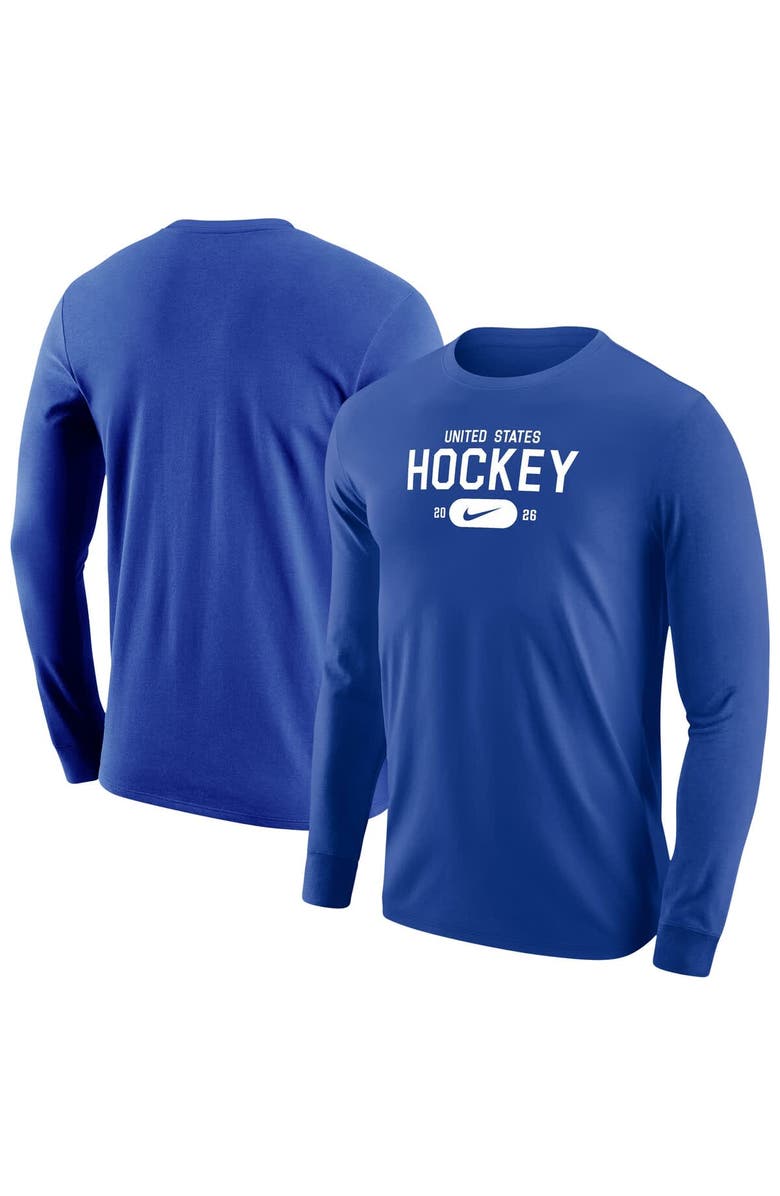 Nike Men's Nike Royal US Hockey 2026 Core Long Sleeve T-Shirt, Main, color, 