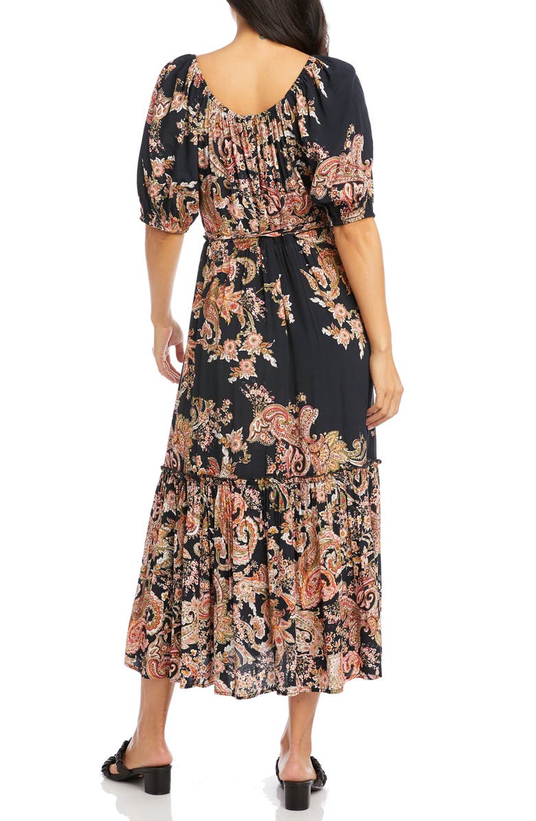 Karen Kane Printed Tie Waist Maxi Dress, Alternate, color,