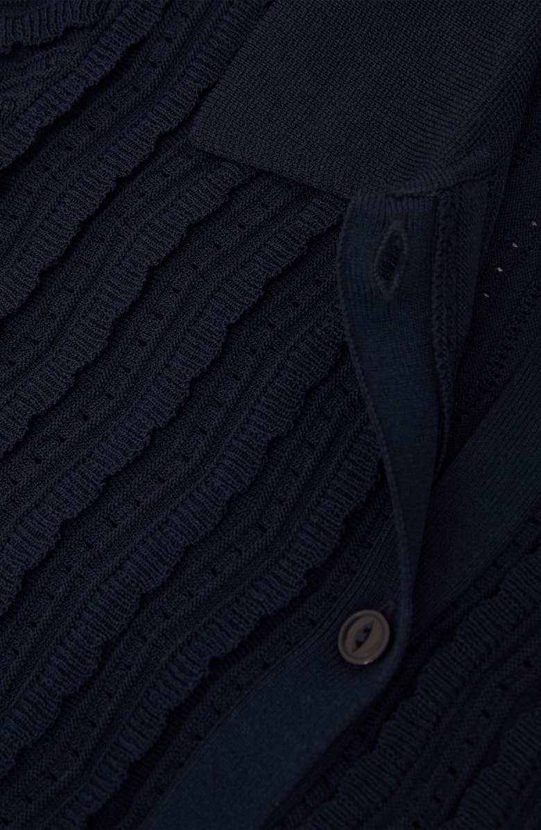 Reiss Audrey Texture Knit Button-Up Shirt, Alternate, color, Navy