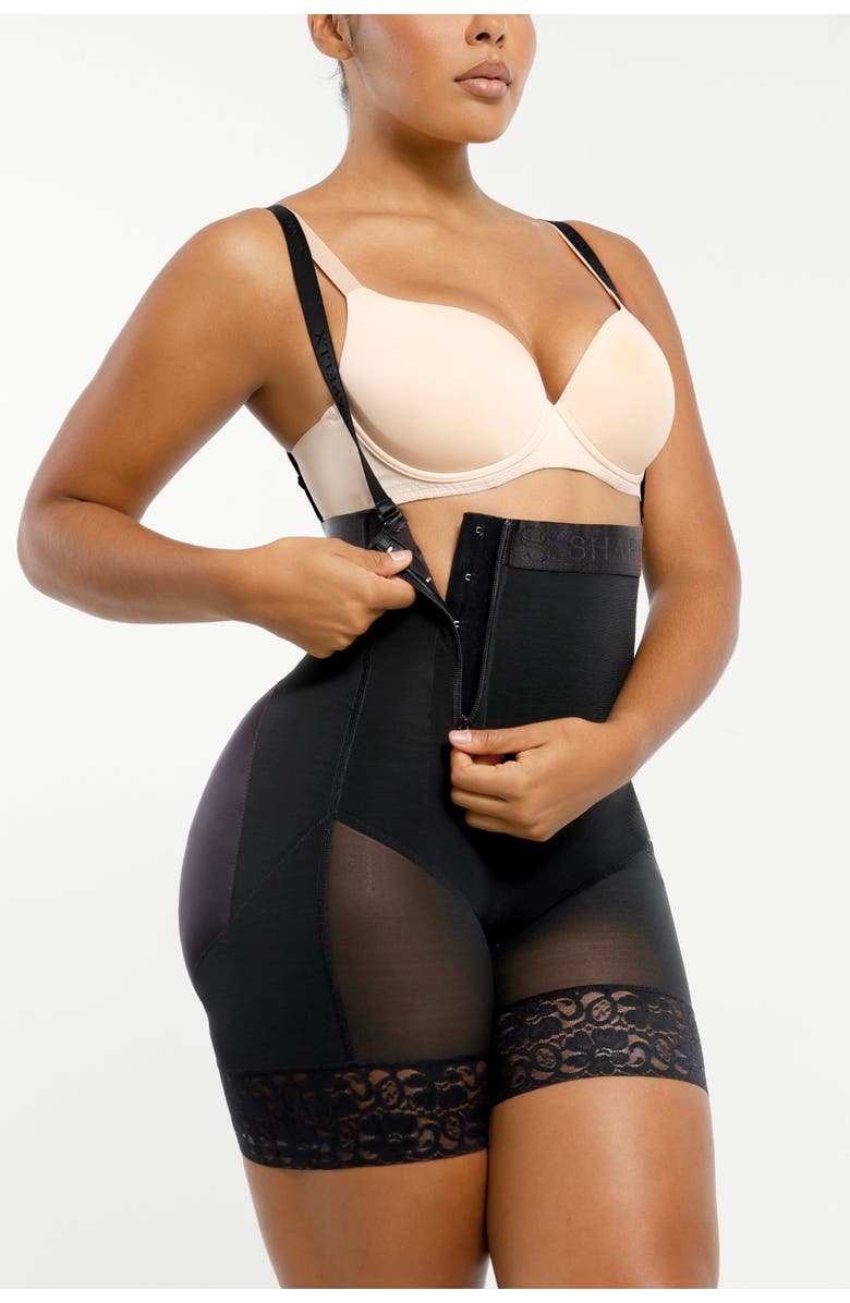 Shapellx Postpartum Side Zipper Support Shorts, Alternate, color, Jet Black