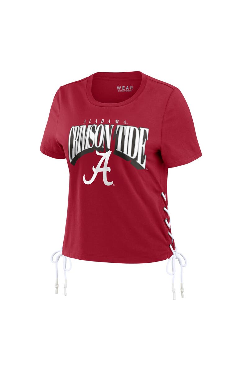 WEAR by Erin Andrews Women's WEAR by Erin Andrews Crimson Alabama Crimson Tide Side Lace-Up Modest Crop T-Shirt, Alternate, color, Crimson