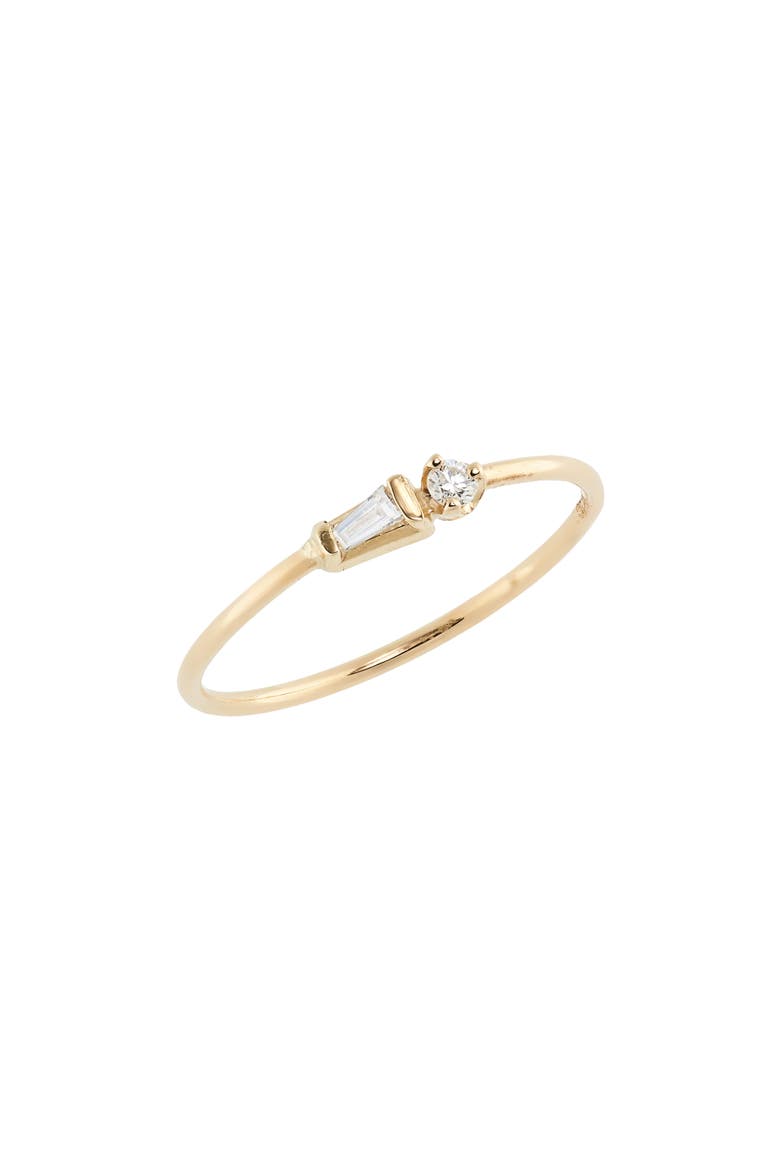 Round & Baguette Diamond Ring, Main, color, 14K YG