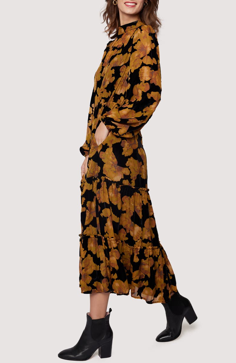 Lost + Wander Massimo Long Sleeve Maxi Dress, Alternate, color, Black Gold