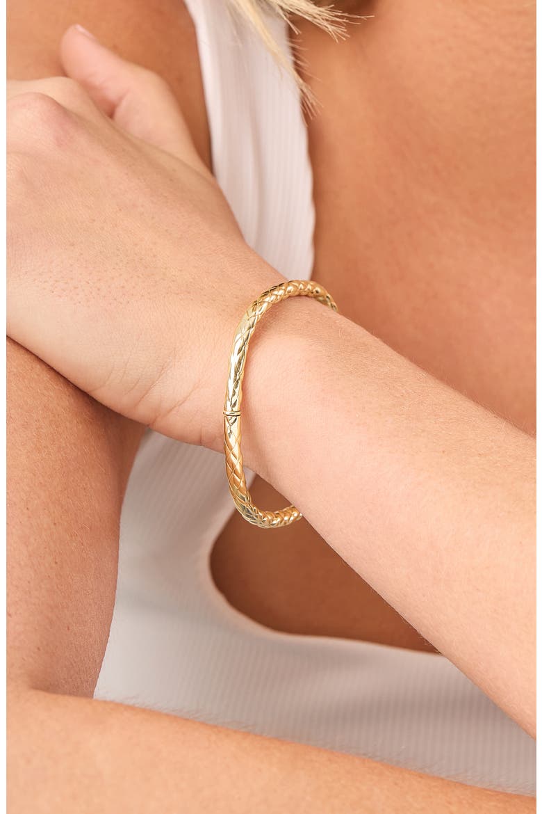 14K Gold Woven Texture Oval Bangle Bracelet (Online Trunk Show), Alternate, color, 14K YELLOW GOLD