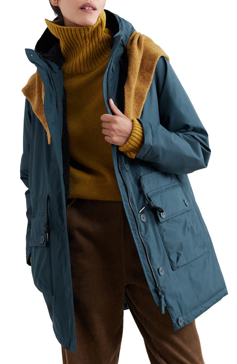 Seasalt Cornwall Cliff Castle Waterproof Hooded Coat, Main, color, Sea Storm Blue