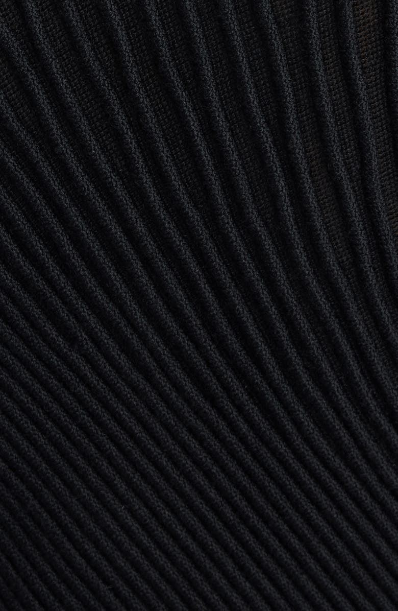 Alaïa Twisted Rib Long Sleeve Wool Blend Dress, Alternate, color, Noir Alaia