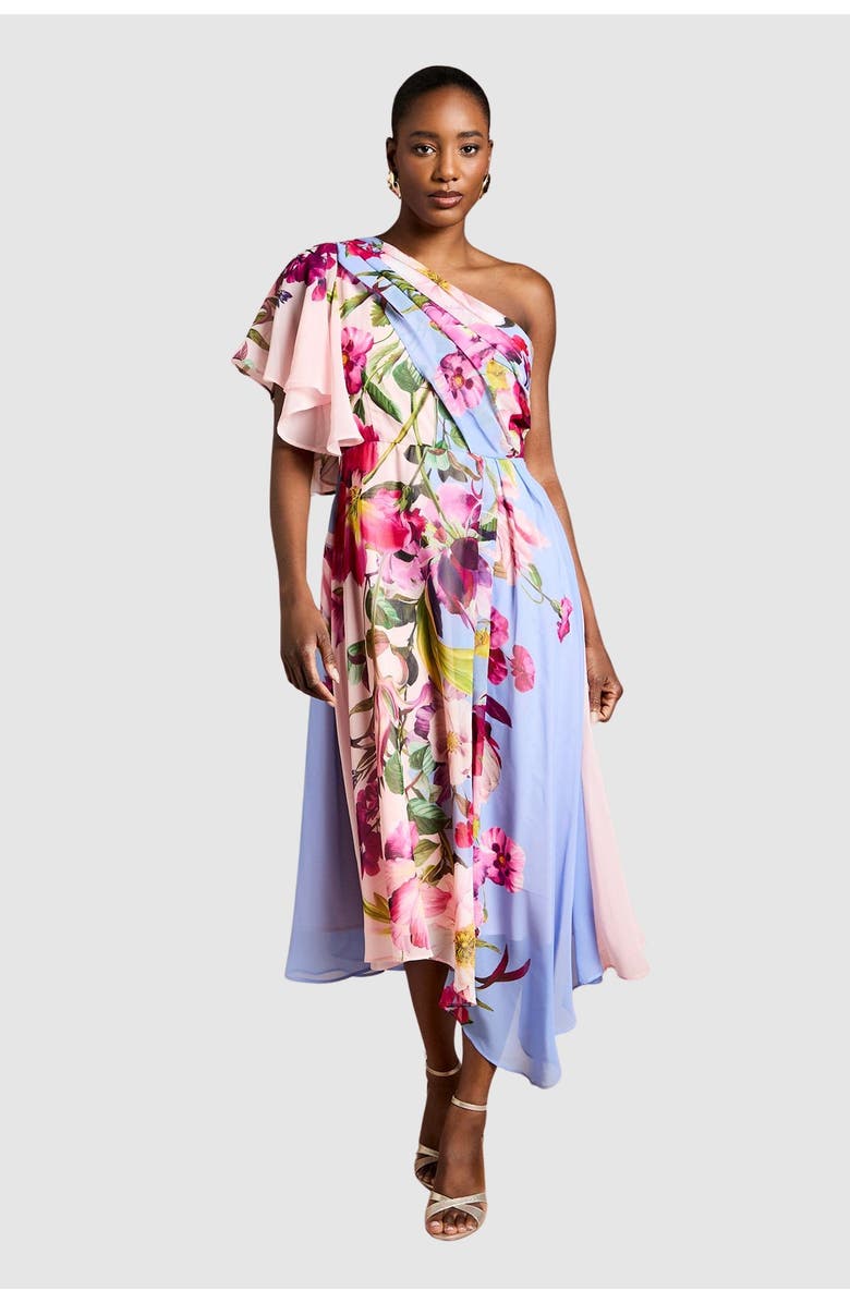 Coast Floral Printed Chiffon Dress, Main, color, Light Blue