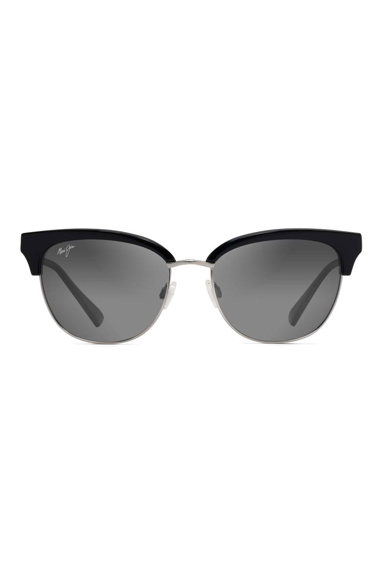 Lokelani 55mm Polarized Cat Eye Sunglasses, Main, color, BLACK WITH SILVER