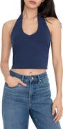 Good American Super Stretch Crop Halter Tank