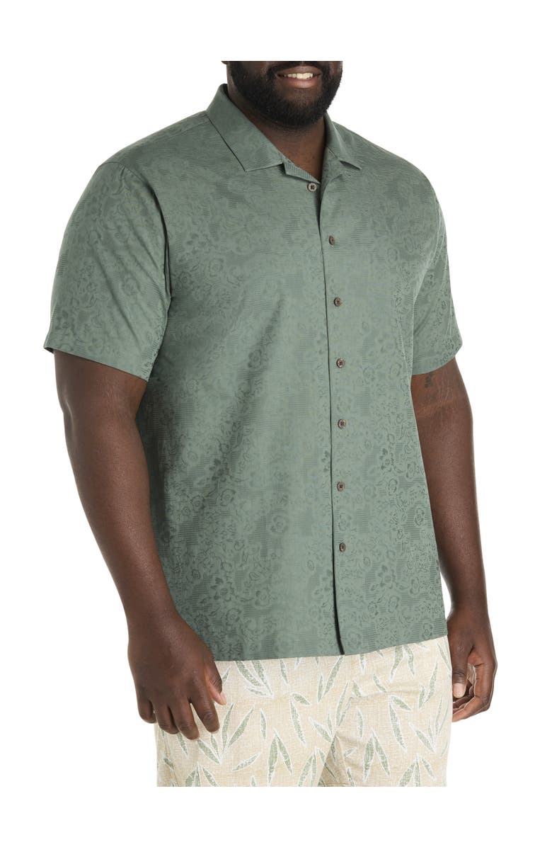 Oak Hill by DXL Big & Tall Solid Camp Shirt, Main, color, Laurel Wreath