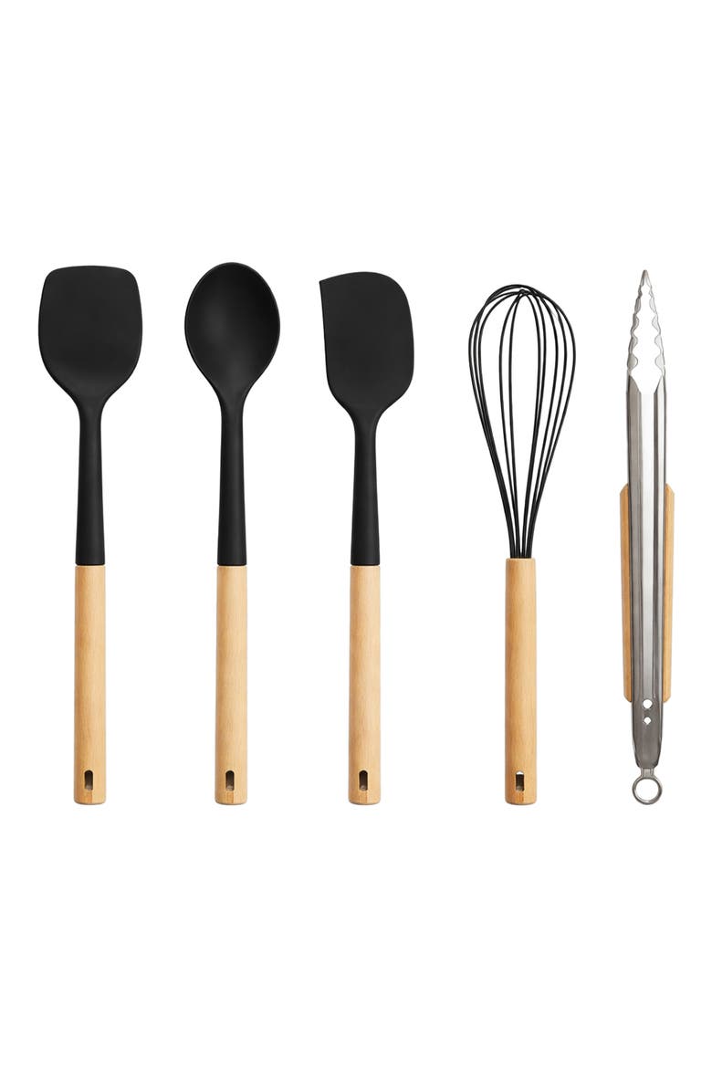 5-Piece Cooking Utensil Set, Main, color, BLACK