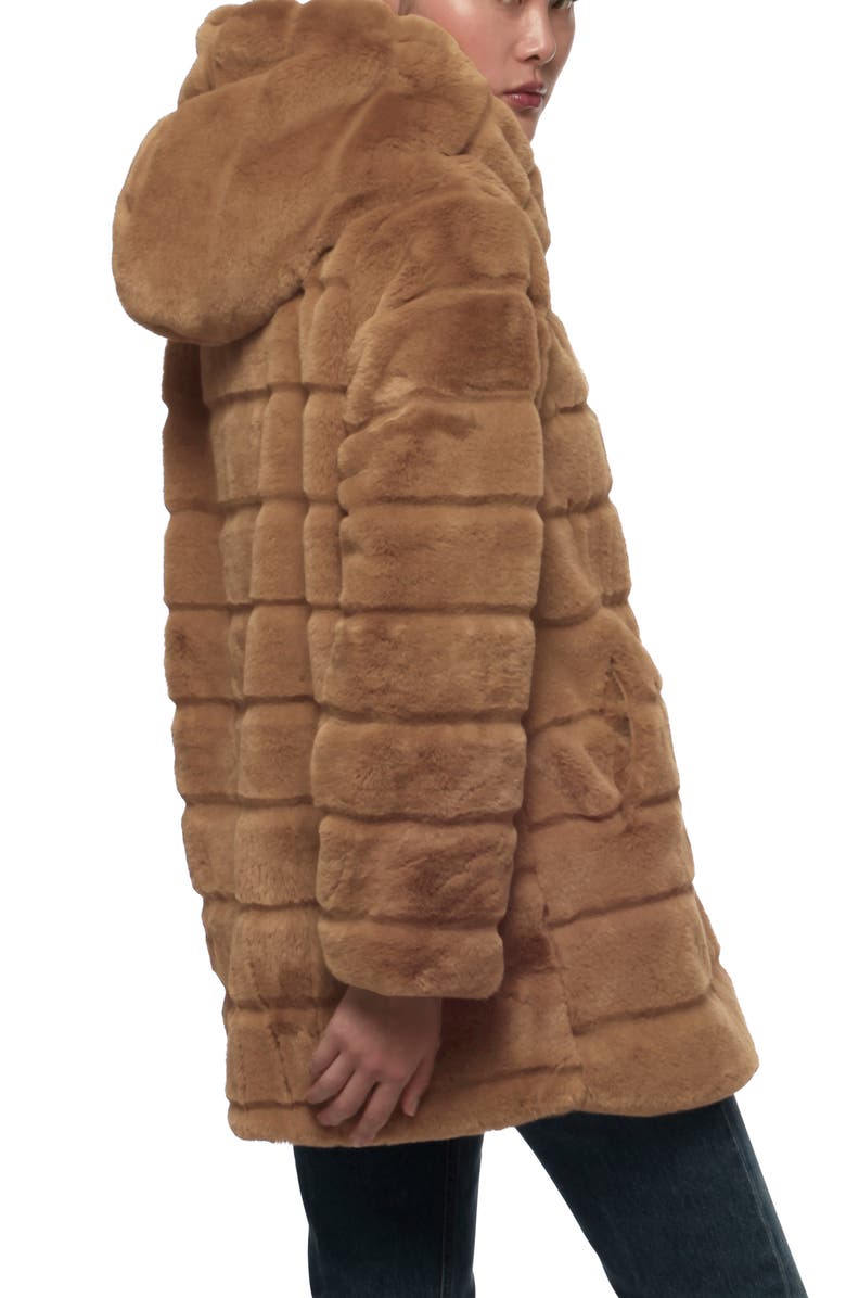 Apparis Hazel Faux Fur Hooded Puffer Car Coat, Alternate, color, 