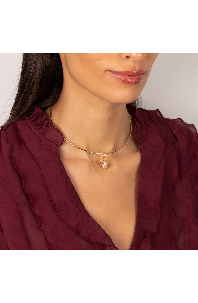 BY ADINA EDEN Mulitcolor CZ Apple Charm Wire Thin Choker Necklace, Alternate, color, Multi-Color