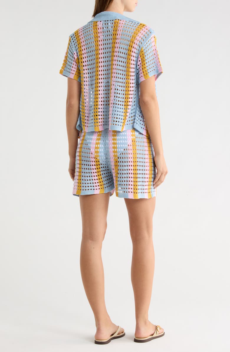 Abound Open Knit Stripe Top & Shorts Set, Alternate, color, Blue-Mustard Stripe Multi