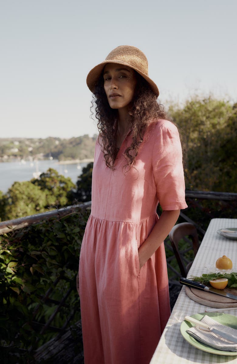 Seasalt Cornwall Fen Linen Midi Dress, Alternate, color, Wild Rose Swatch