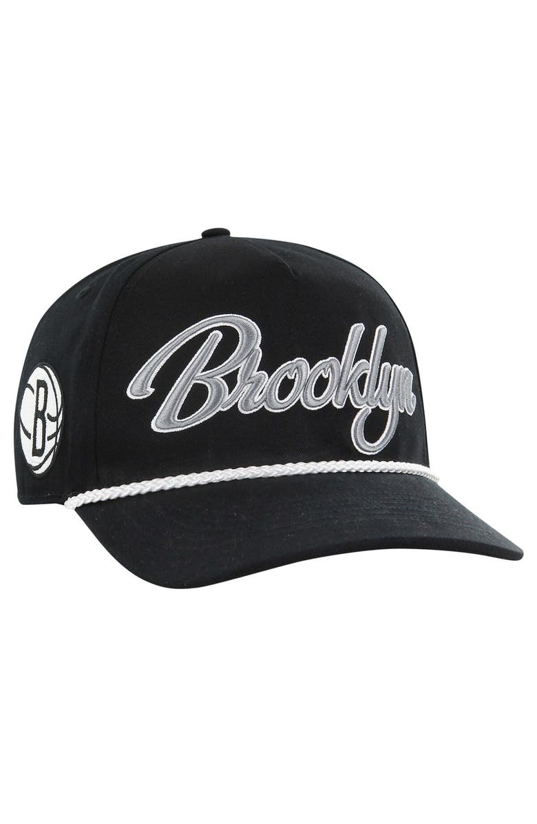 '47 Men's '47  Black Brooklyn Nets Overhand Logo Hitch Adjustable Hat, Main, color, 