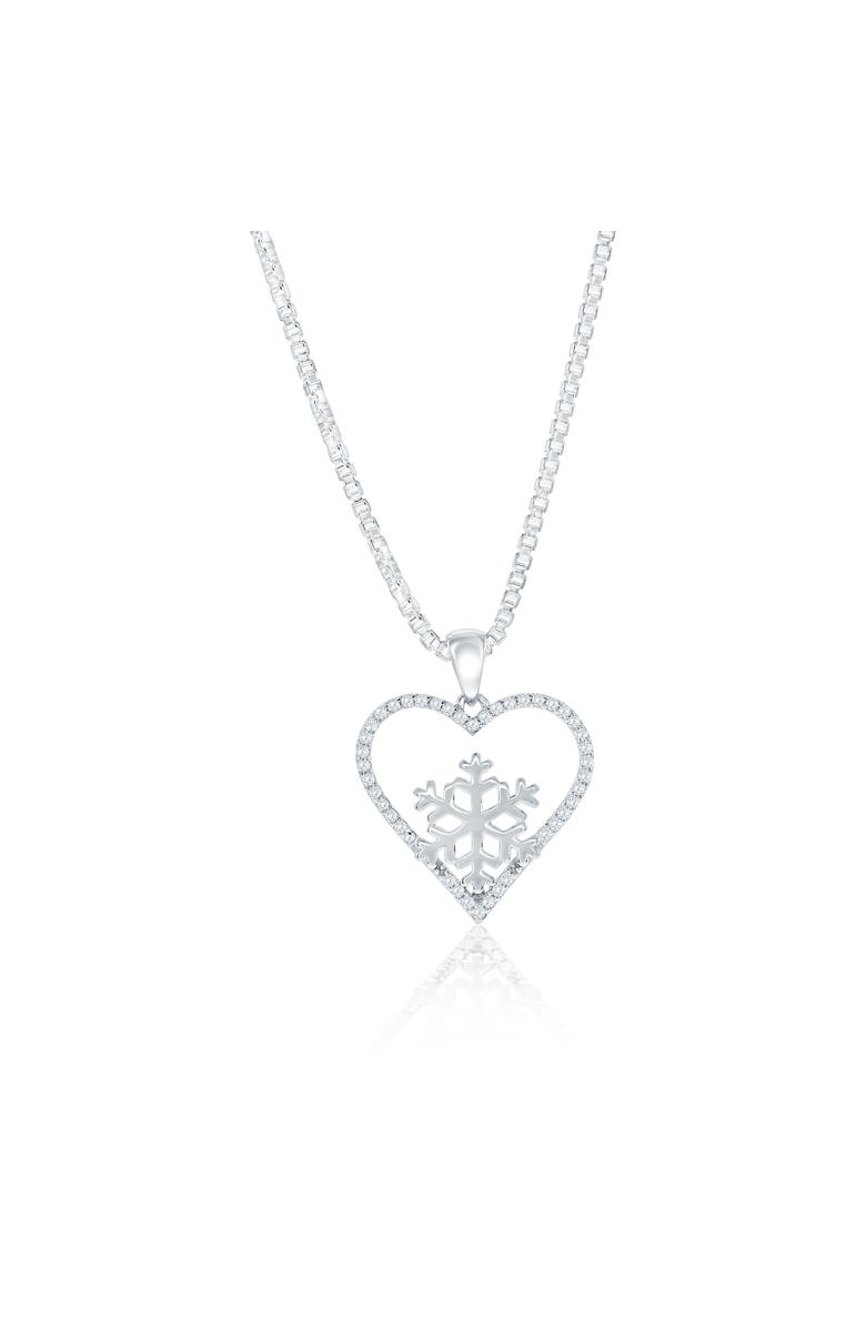 Donatello Gian Snowflake Heart Necklace, Main, color, Silver