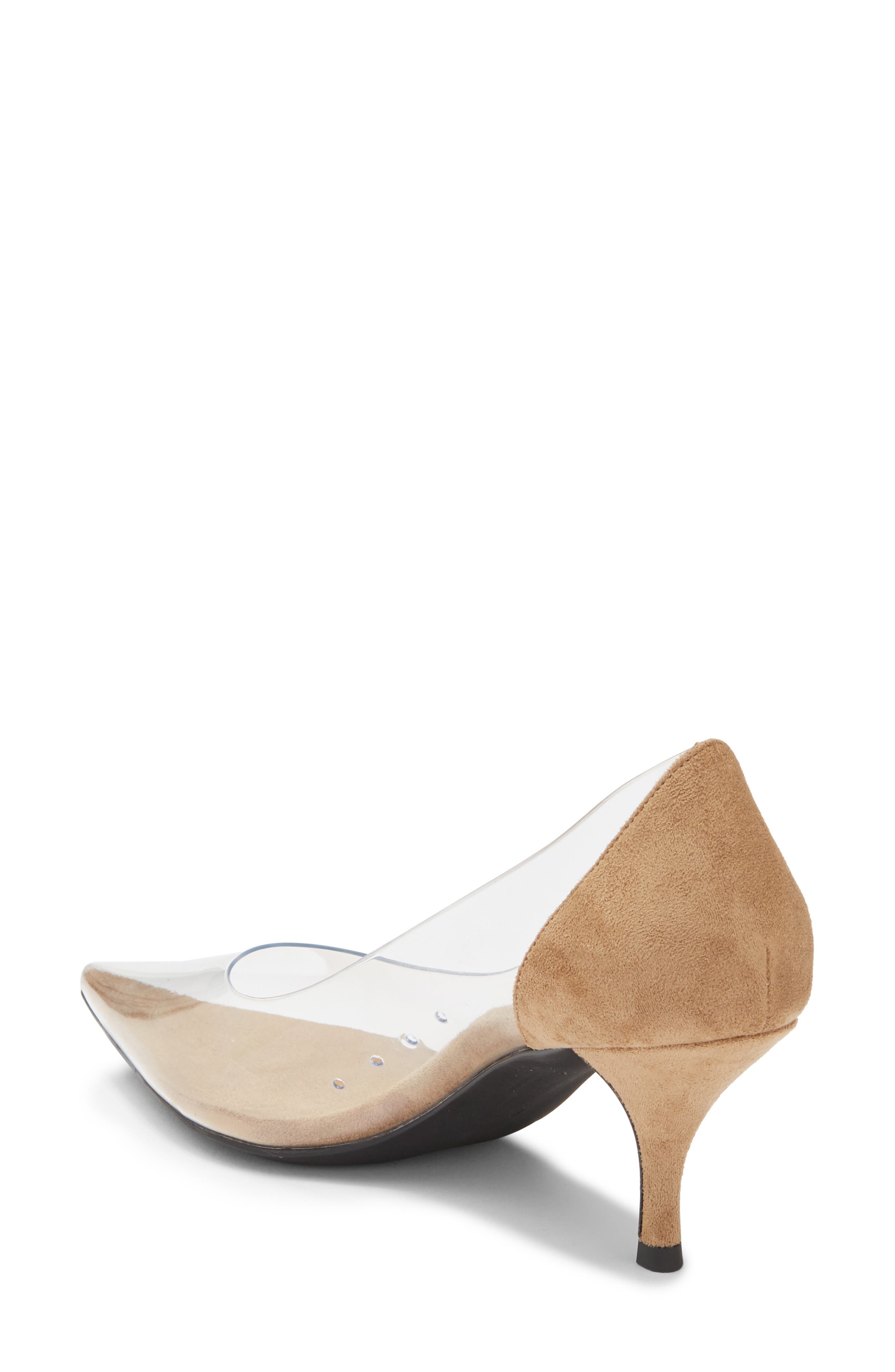 Clear Vinyl Kitten Heel Pump, Alternate, color, BEIGE SUEDE CLEAR