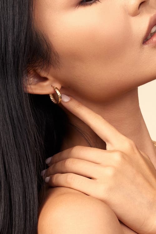 Oradina 14k Gold Cobra Hoops Earrings In Yellow Gold
